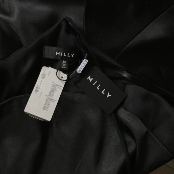 Milly NWT Black Silk Blouse Spaghetti Strap Cropped Audrey Top - Picture 8 of 8